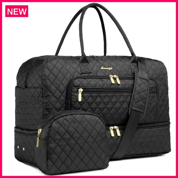 Handbags - Large Travel Duffle Bag with Wet Pocket, 35L Carry-On, Multi-Pocket Organization